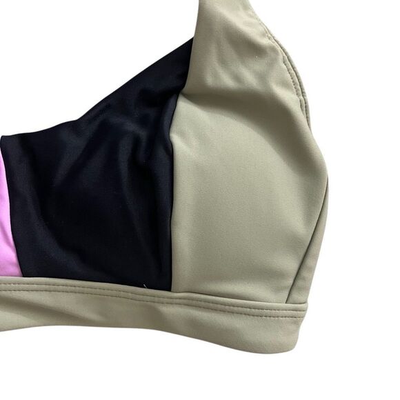 Prana‎ Tulum Bikini Top Black Color Block Purple Green Lace back sz M NEW - Picture 4 of 9